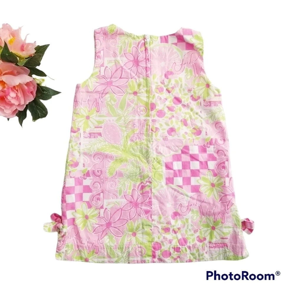 LILLY PULITZER Vintage White Tag Toddler Girl Green Citrus Shift Dress